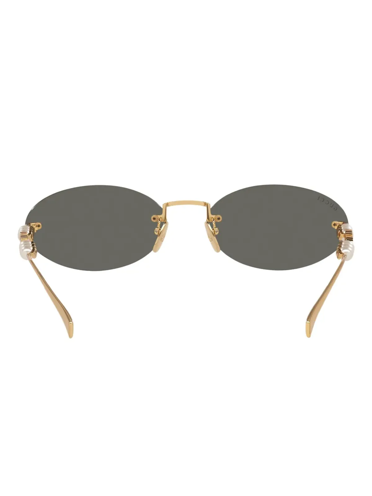 Gucci Eyewear パール装飾のオーバルフレーム サングラス - ゴールド - 画像3
