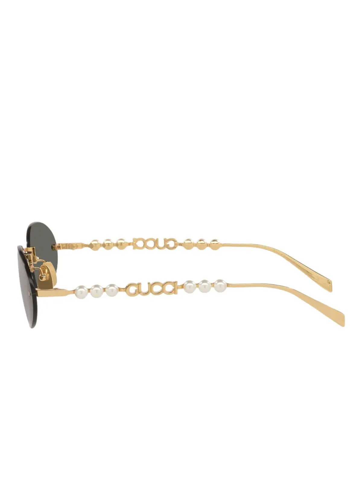 Gucci Eyewear パール装飾のオーバルフレーム サングラス - ゴールド - 画像4