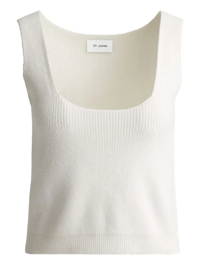 St. John St. John ribbed-knit scoop-neck tank top - Whiteの商品画像