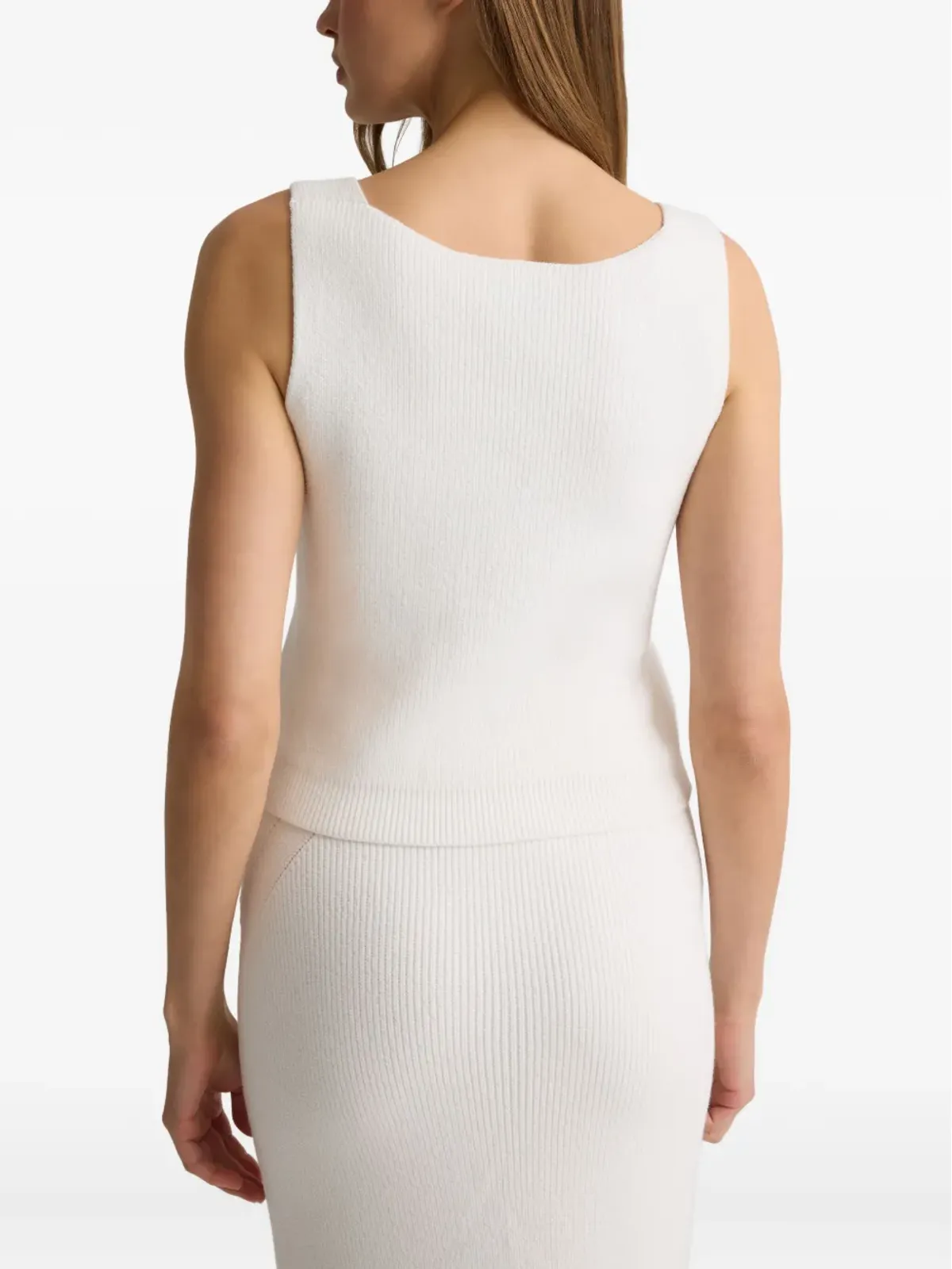St. John ribbed-knit scoop-neck tank top - White - 画像5