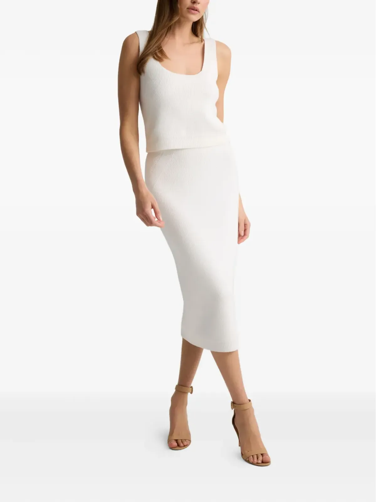 St. John ribbed-knit scoop-neck tank top - White - 画像3