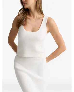 St. John ribbed-knit scoop-neck tank top - White - サムネイル4