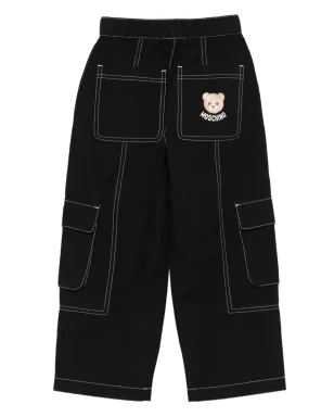 Moschino Kids カーゴポケット・コントラストステッチパンツ ブラック - サムネイル2