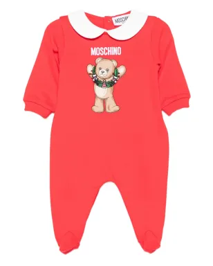 Moschino Kids テディプリント ピーターパンカラー パジャマ レッド - サムネイル1