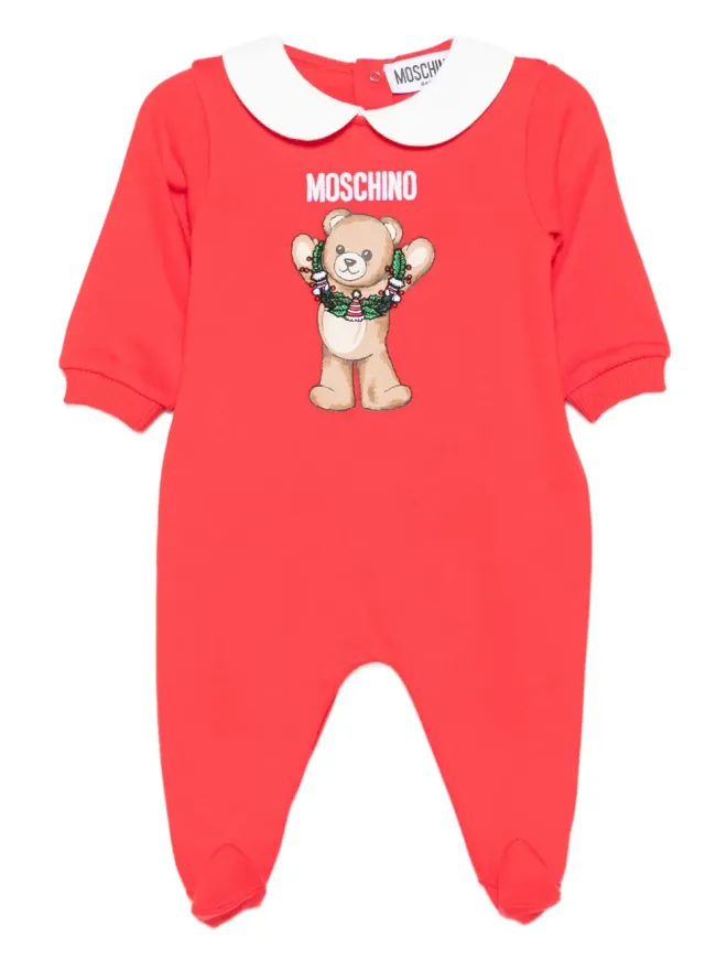 Moschino Kids Moschino Kids テディプリント ピーターパンカラー パジャマ レッドの商品画像
