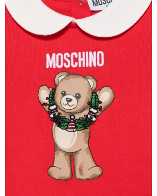 Moschino Kids テディプリント ピーターパンカラー パジャマ レッド - サムネイル3