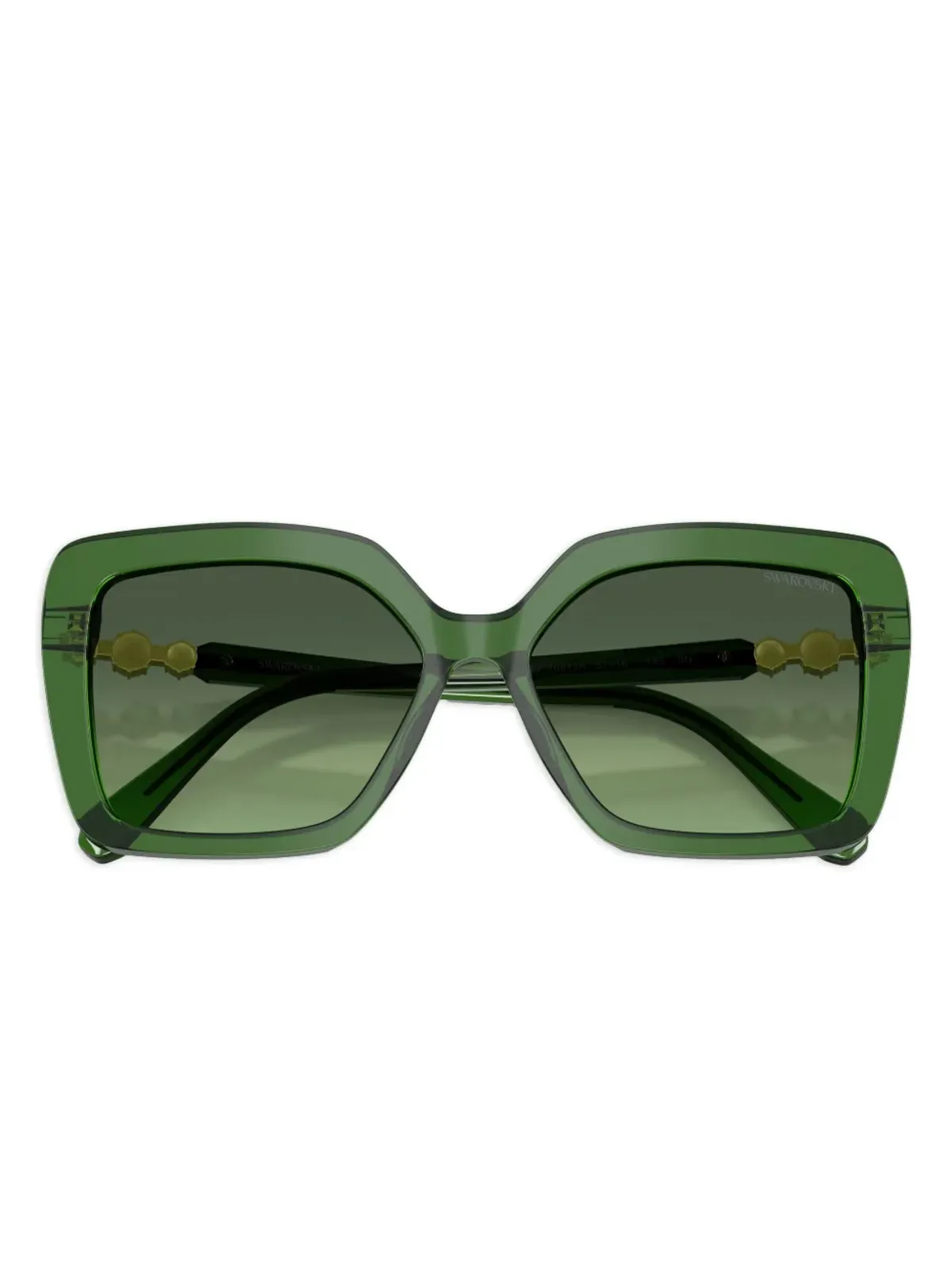 Swarovski Eyewear クリスタル装飾スクエアサングラス（グリーン） - 画像5