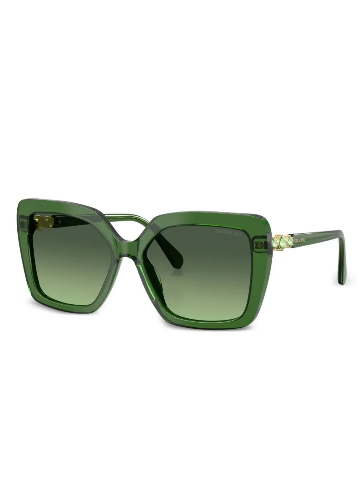 Swarovski Eyewear クリスタル装飾スクエアサングラス（グリーン） - 画像2