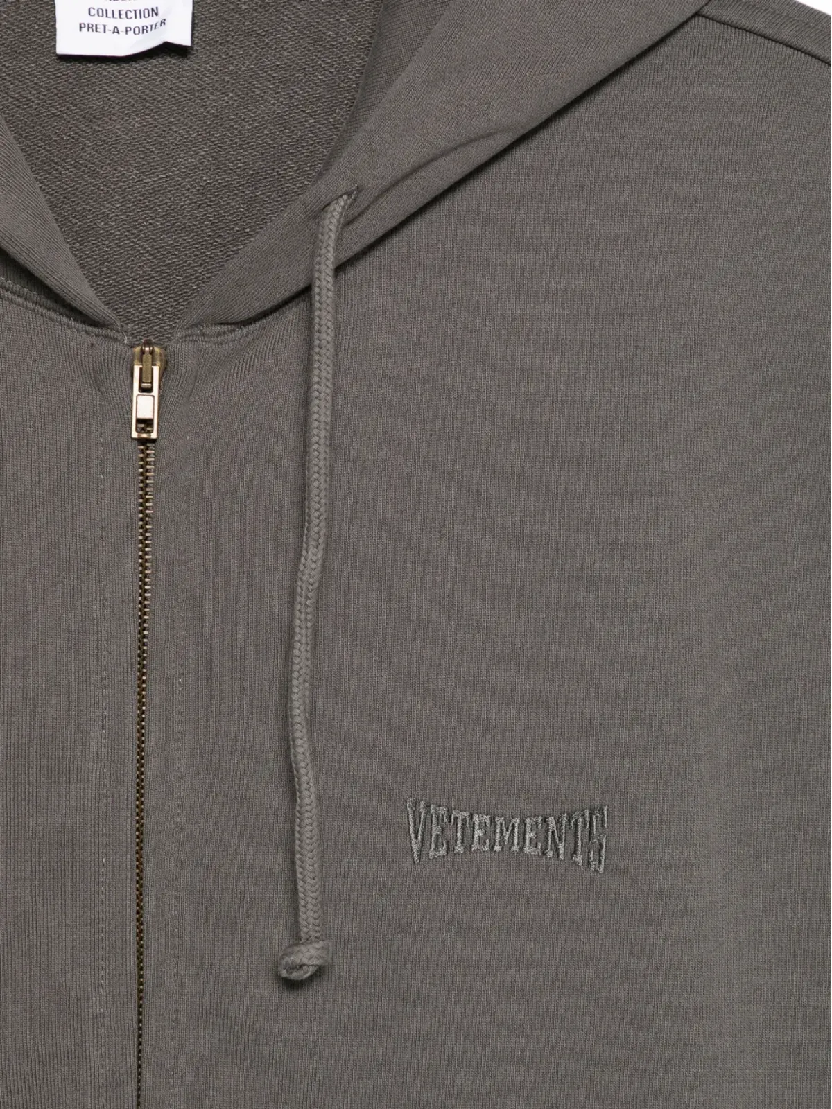 VETEMENTS 刺繍ジップフーディー - グレー - 画像3