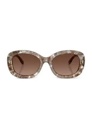 Tory Burch マーブル模様のオーバルフレーム サングラス - ブラウン - サムネイル1