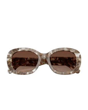 Tory Burch マーブル模様のオーバルフレーム サングラス - ブラウン - サムネイル5