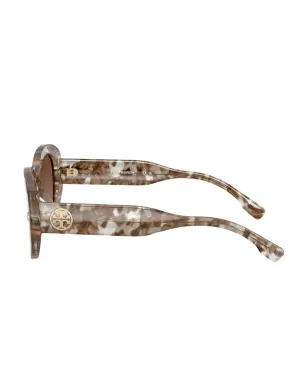 Tory Burch マーブル模様のオーバルフレーム サングラス - ブラウン - サムネイル3