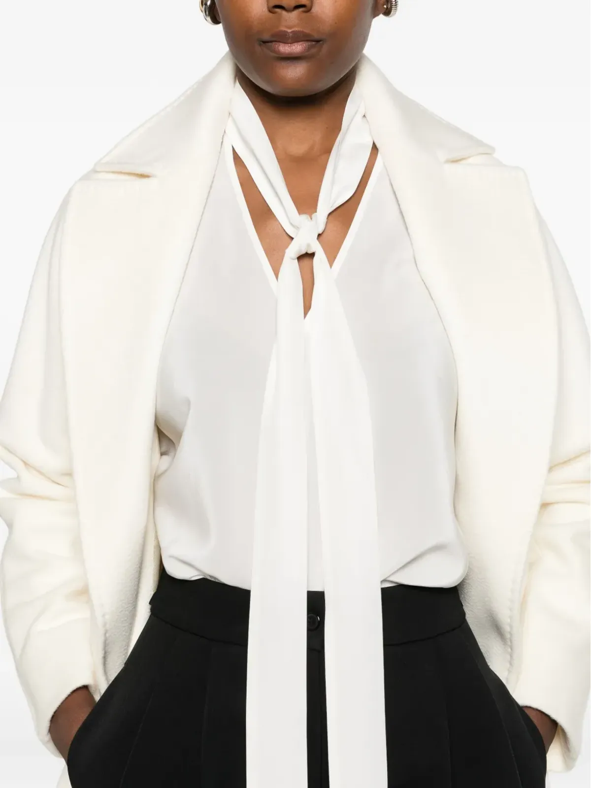 Max Mara タイネックシルクブラウス - White - 画像5