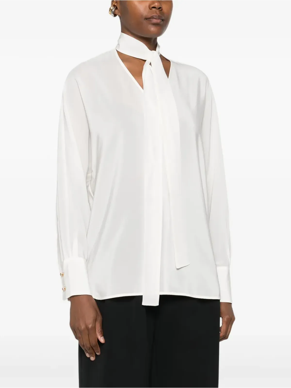 Max Mara タイネックシルクブラウス - White - 画像3