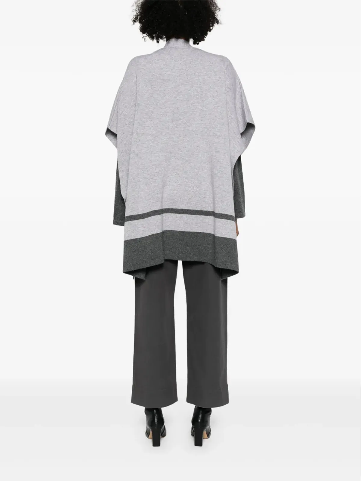 Max Mara ストライプディテール Vネック ケープ - 画像4