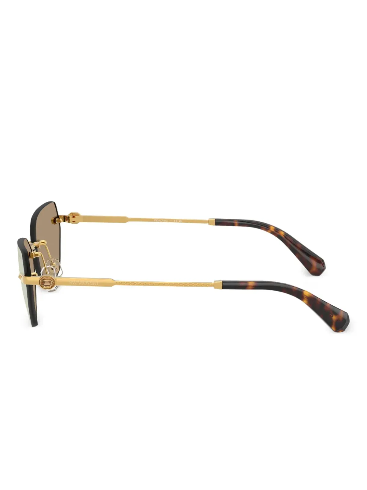 Swarovski Eyewear クリスタル装飾のべっ甲柄サングラス - ゴールド - 画像4