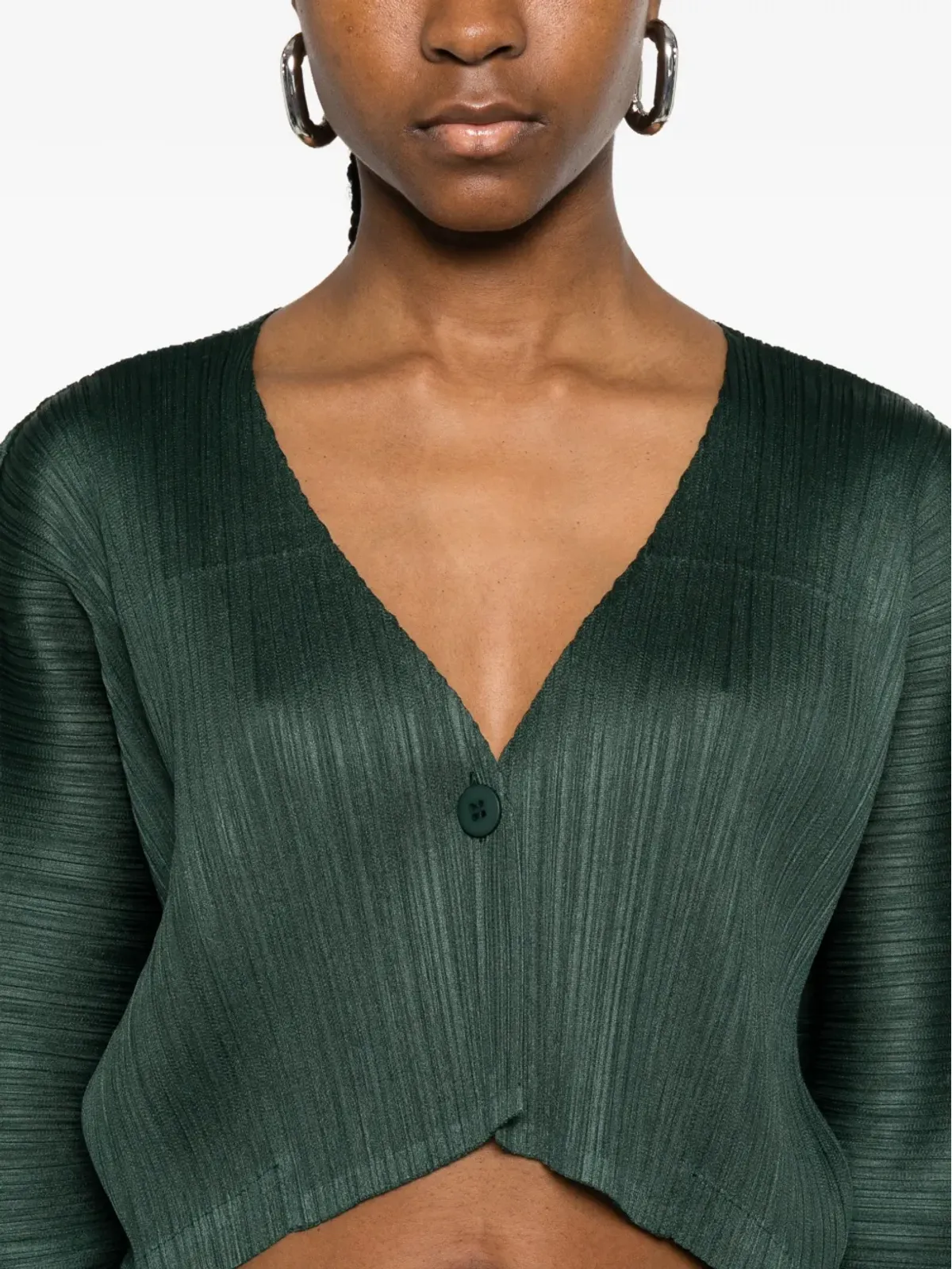 Pleats Please Issey Miyake プリーツVネックトップ - 画像5