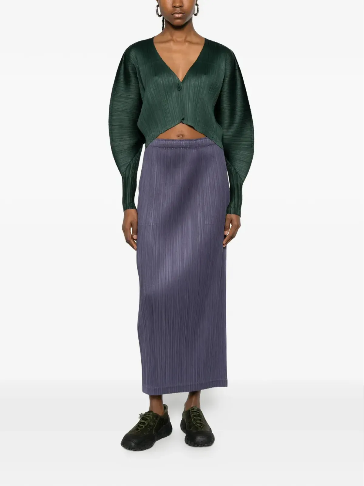 Pleats Please Issey Miyake プリーツVネックトップ - 画像2