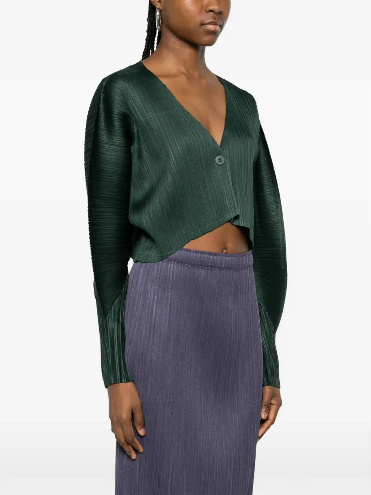 Pleats Please Issey Miyake プリーツVネックトップ - 画像3