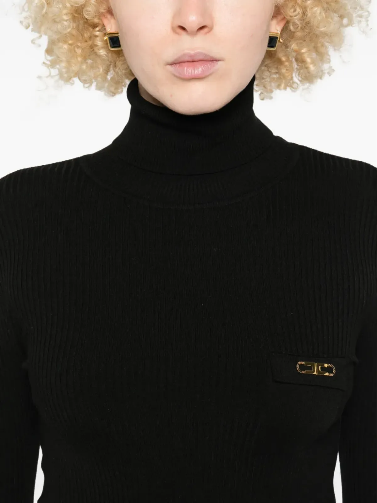 Elisabetta Franchi ロゴプレート付きミディドレス - 画像5
