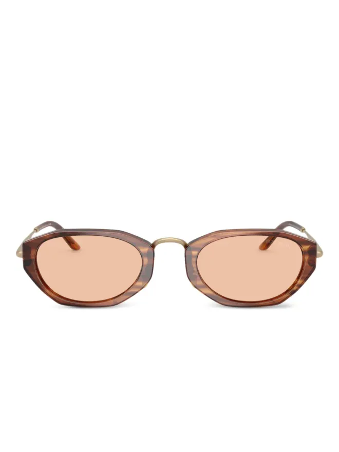 Giorgio Armani Giorgio Armani オーバルフレーム ティントサングラス - Greenの商品画像