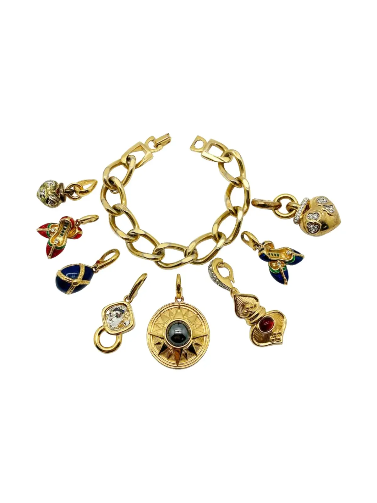 Jennifer Gibson Jewellery 1980年代 デタッチャブル・チャーム ブレスレット - ゴールド - 画像1