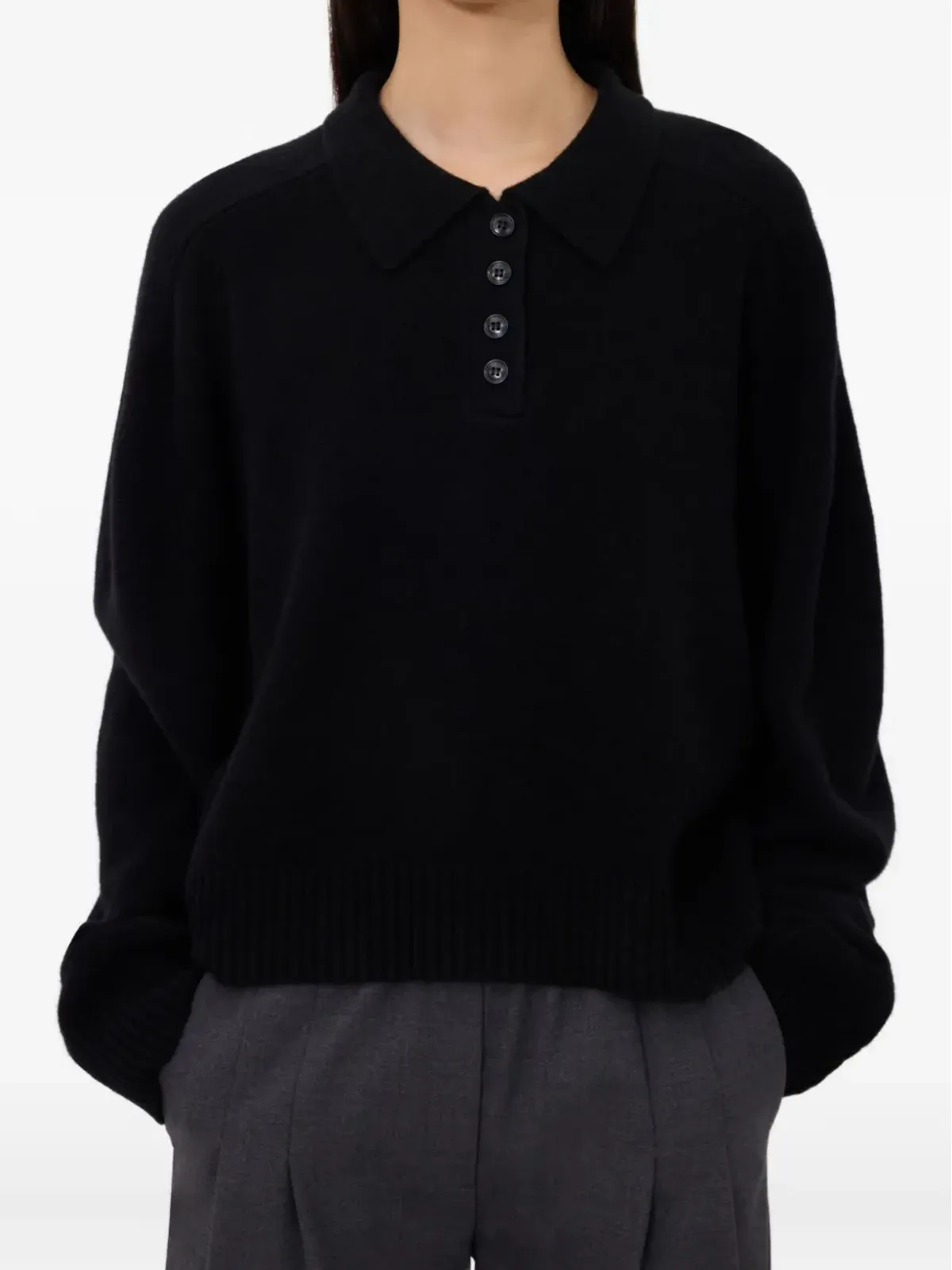 LouLou de Saison Homere LDS ポロネックリブニットセーター ブラック - 画像5