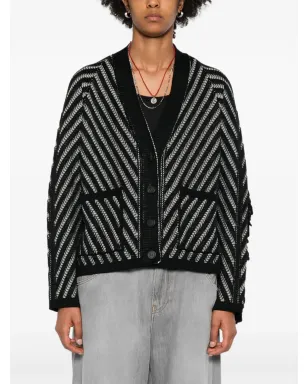 Golden Goose ストライプウールカーディガン - ブラック - サムネイル3
