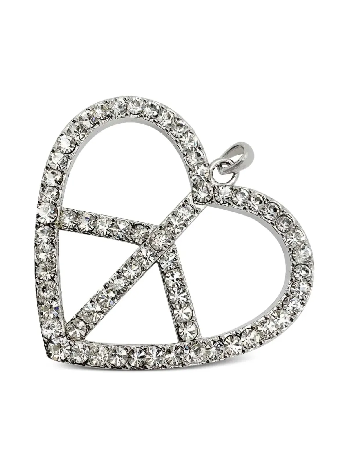 Jennifer Gibson Jewellery 1980s rhinestone-embellished Peace pendant - Grey - 画像3
