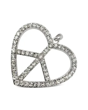 Jennifer Gibson Jewellery 1980s rhinestone-embellished Peace pendant - Grey - サムネイル3