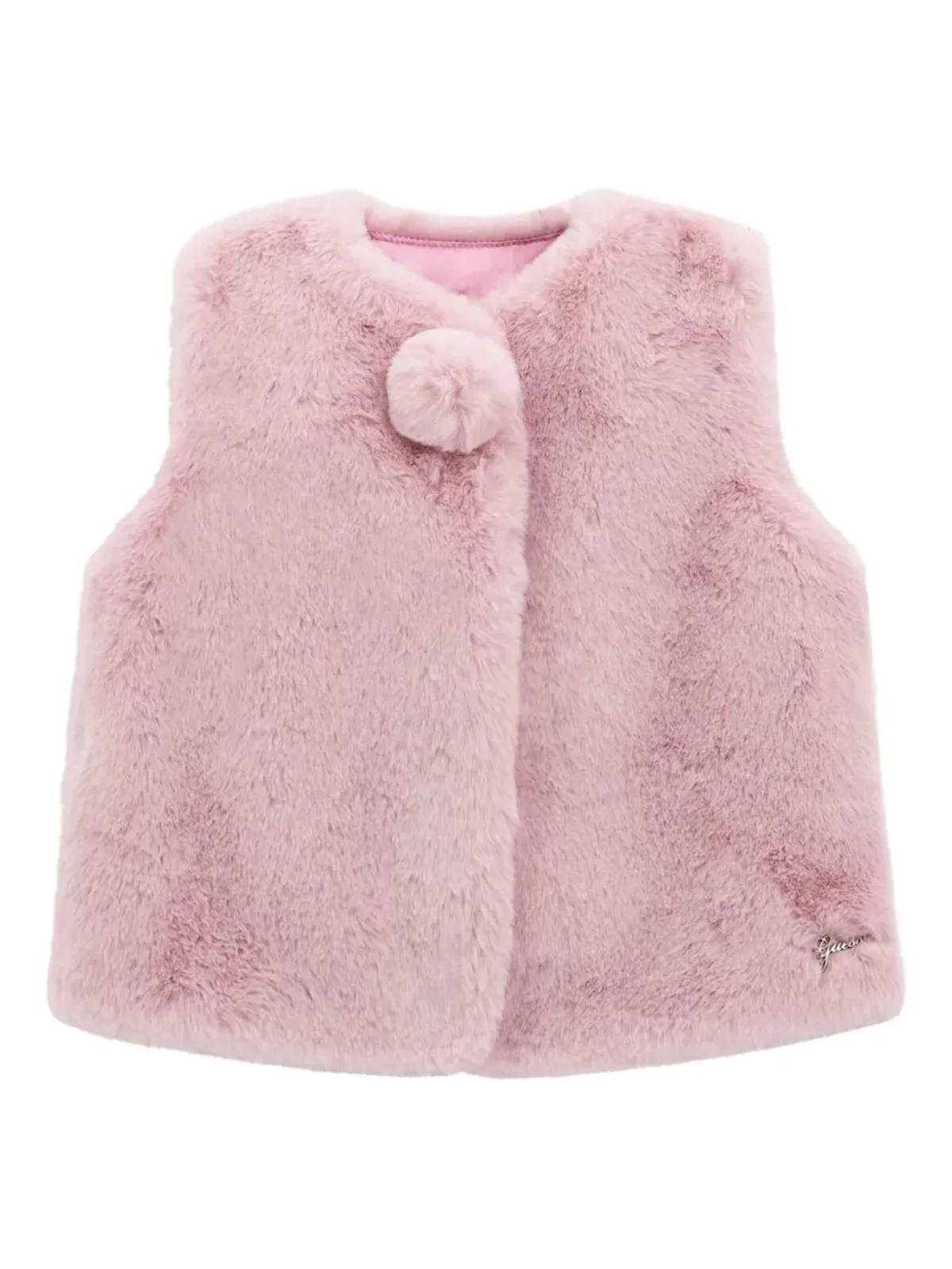 Guess Kids フェイクファー ポンポン ベスト - 画像1
