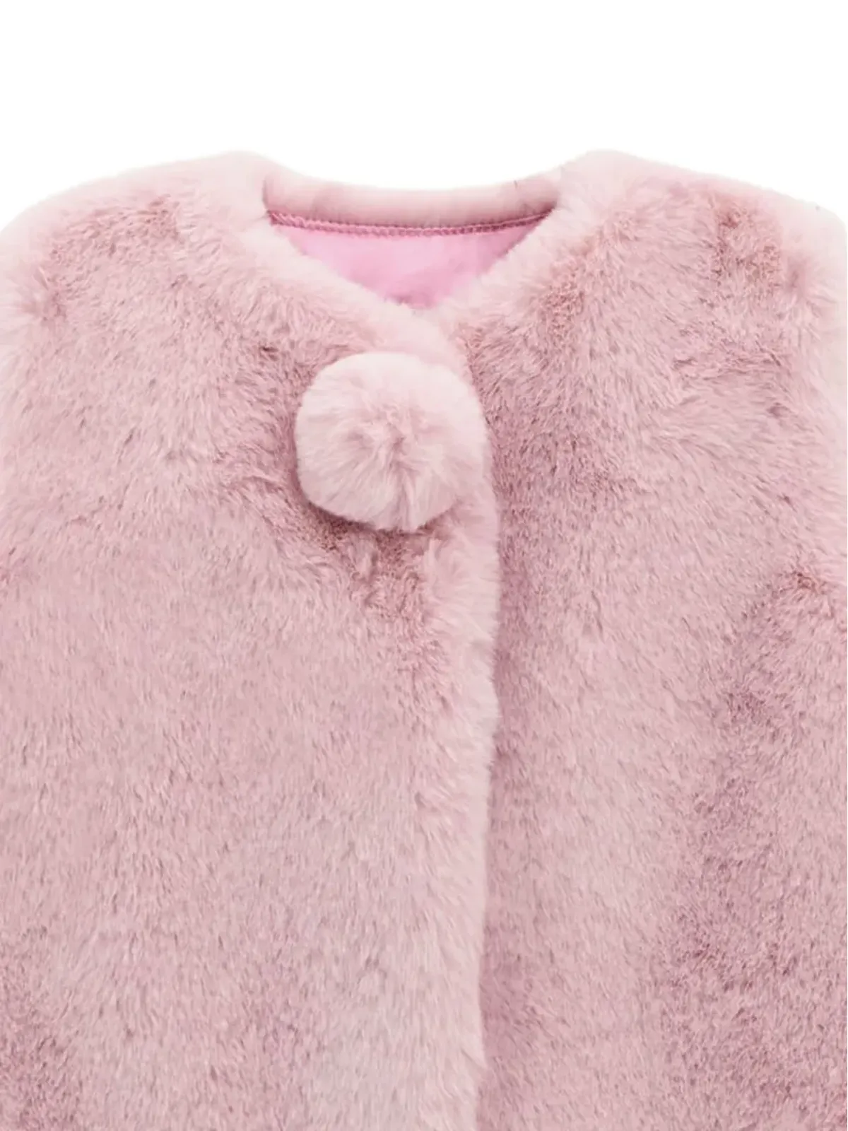 Guess Kids フェイクファー ポンポン ベスト - 画像3
