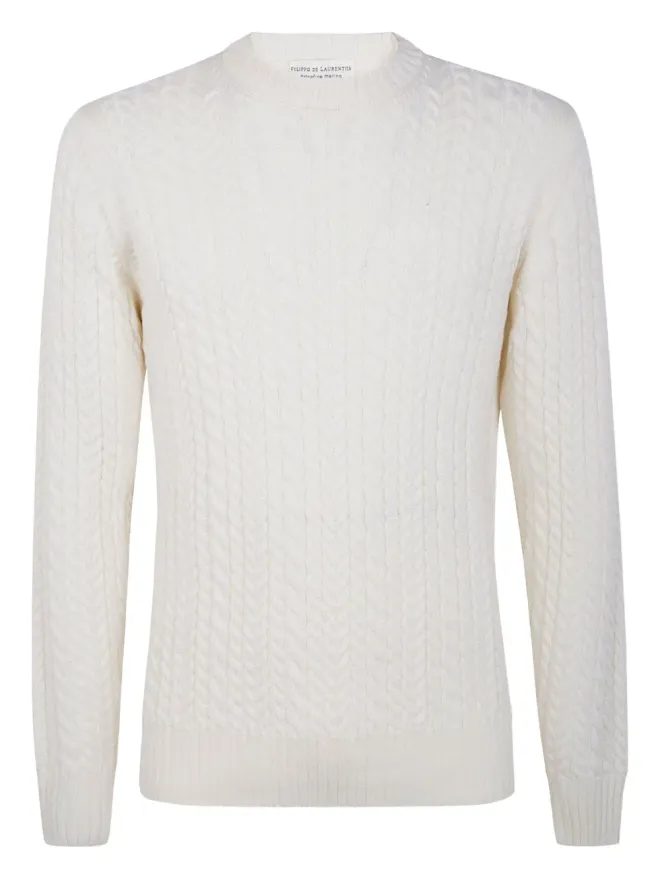 Filippo De Laurentiis Filippo De Laurentiis ホワイト ケーブルニット メリノウール セーターの商品画像