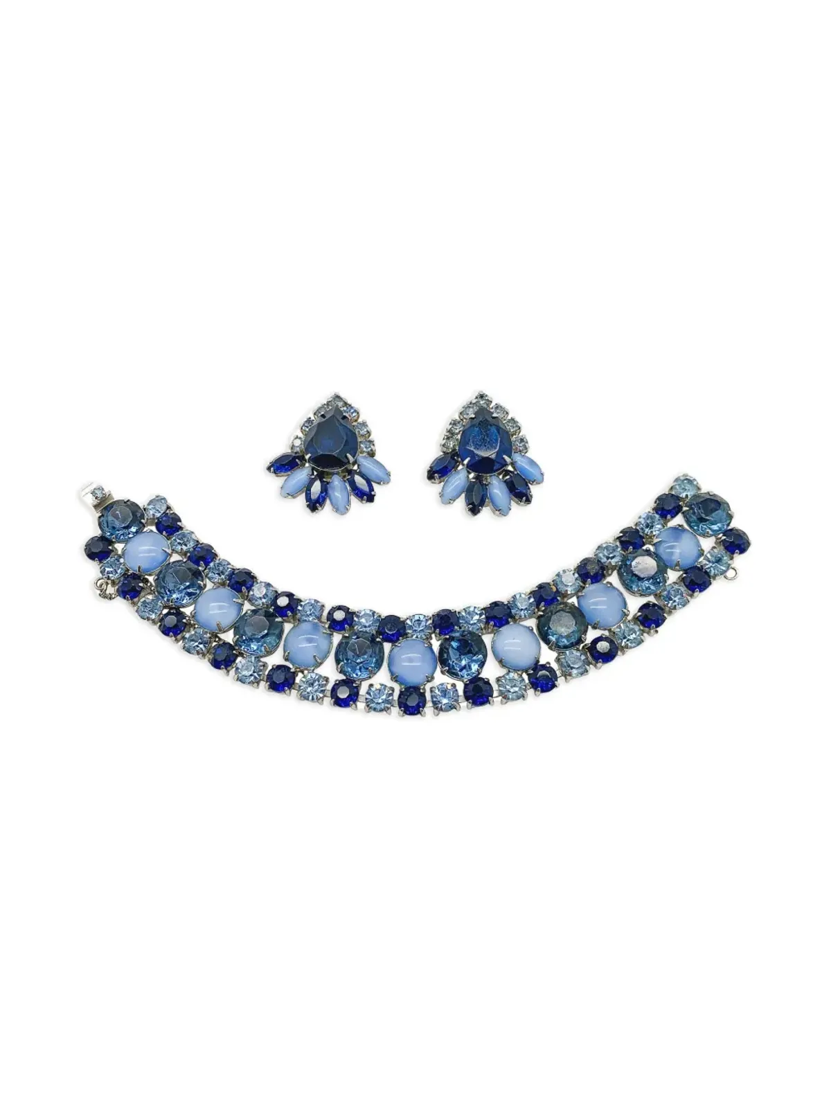 Jennifer Gibson Jewellery 1950年代 クリスタル ブレスレットとイヤリング セット - 画像1