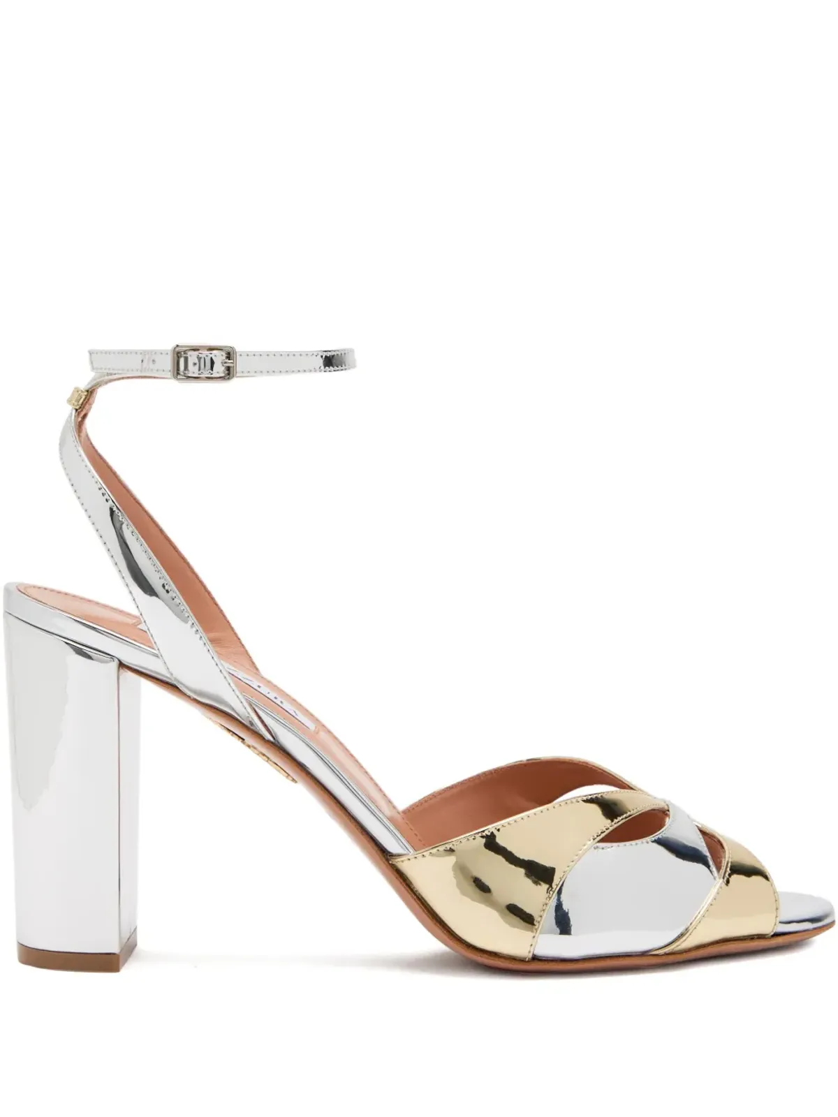 Aquazzura Moves レザー アンクルストラップ サンダル - シルバー - 画像1