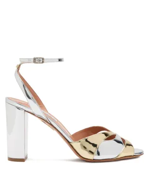 Aquazzura Moves レザー アンクルストラップ サンダル - シルバー - サムネイル1