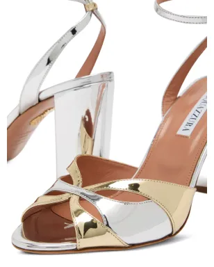 Aquazzura Moves レザー アンクルストラップ サンダル - シルバー - サムネイル3