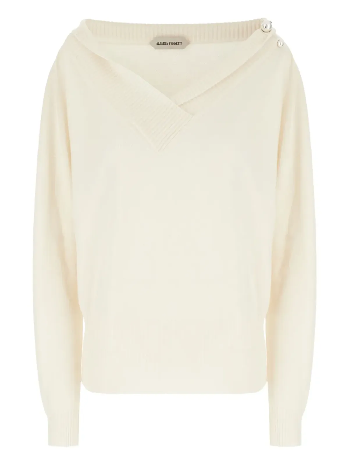 Alberta Ferretti フェイクパール付きVネックセーター - 画像1