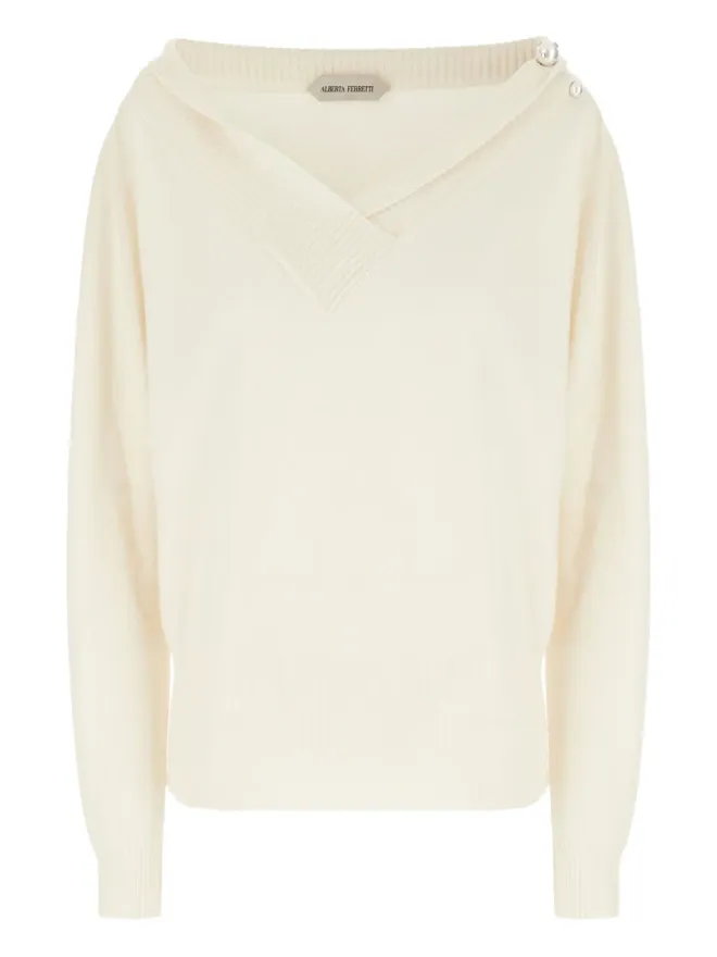 Alberta Ferretti Alberta Ferretti フェイクパール付きVネックセーターの商品画像