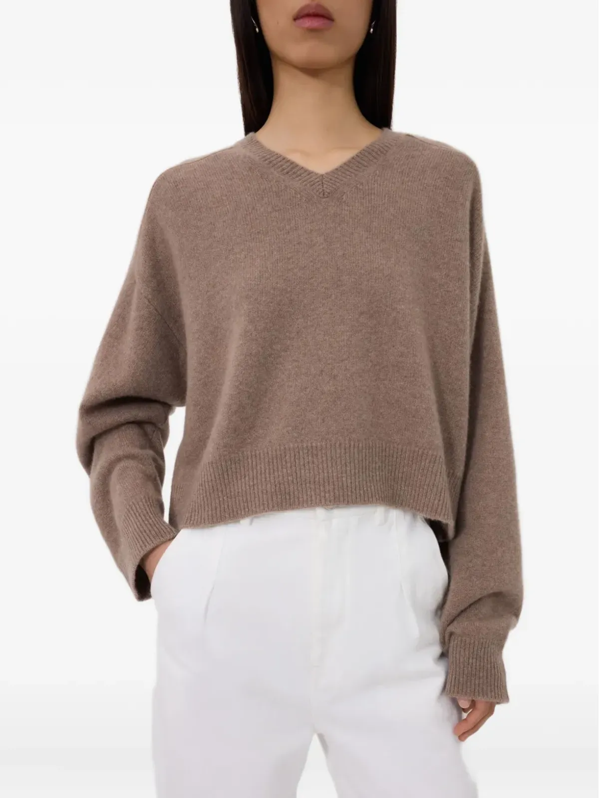 LouLou de Saison ANZOR LDS V-neck ribbed-detail セーター - 画像4