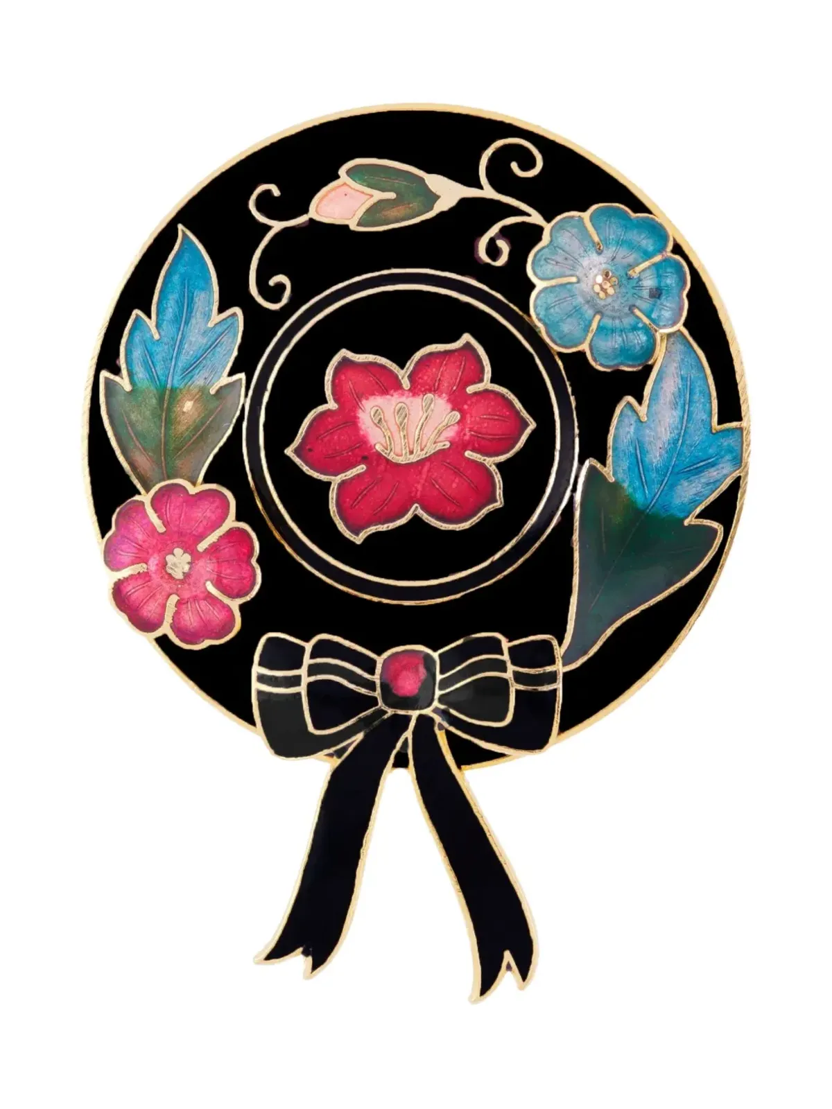 Susan Caplan Vintage 1980年代 花モチーフブローチ ブラック - 画像1