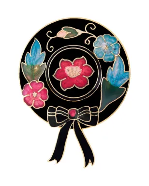 Susan Caplan Vintage 1980年代 花モチーフブローチ ブラック - サムネイル1