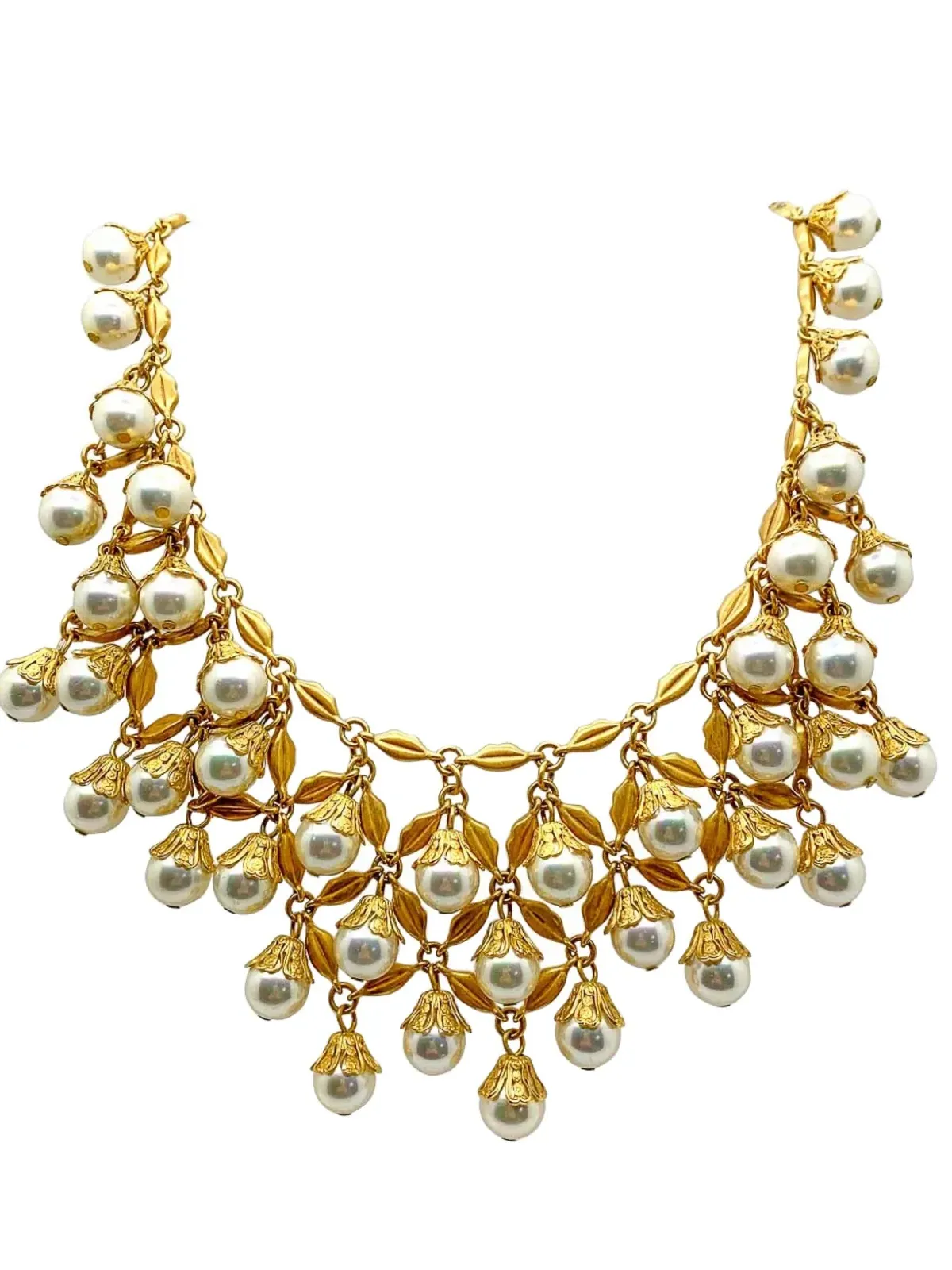 Jennifer Gibson Jewellery 2000s Lulu Guiness pearl-cascade necklace - Gold - 画像2