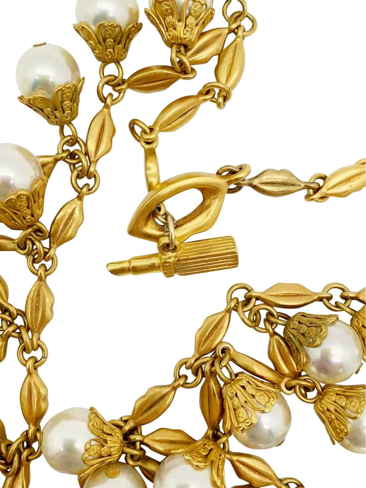 Jennifer Gibson Jewellery 2000s Lulu Guiness pearl-cascade necklace - Gold - 画像3