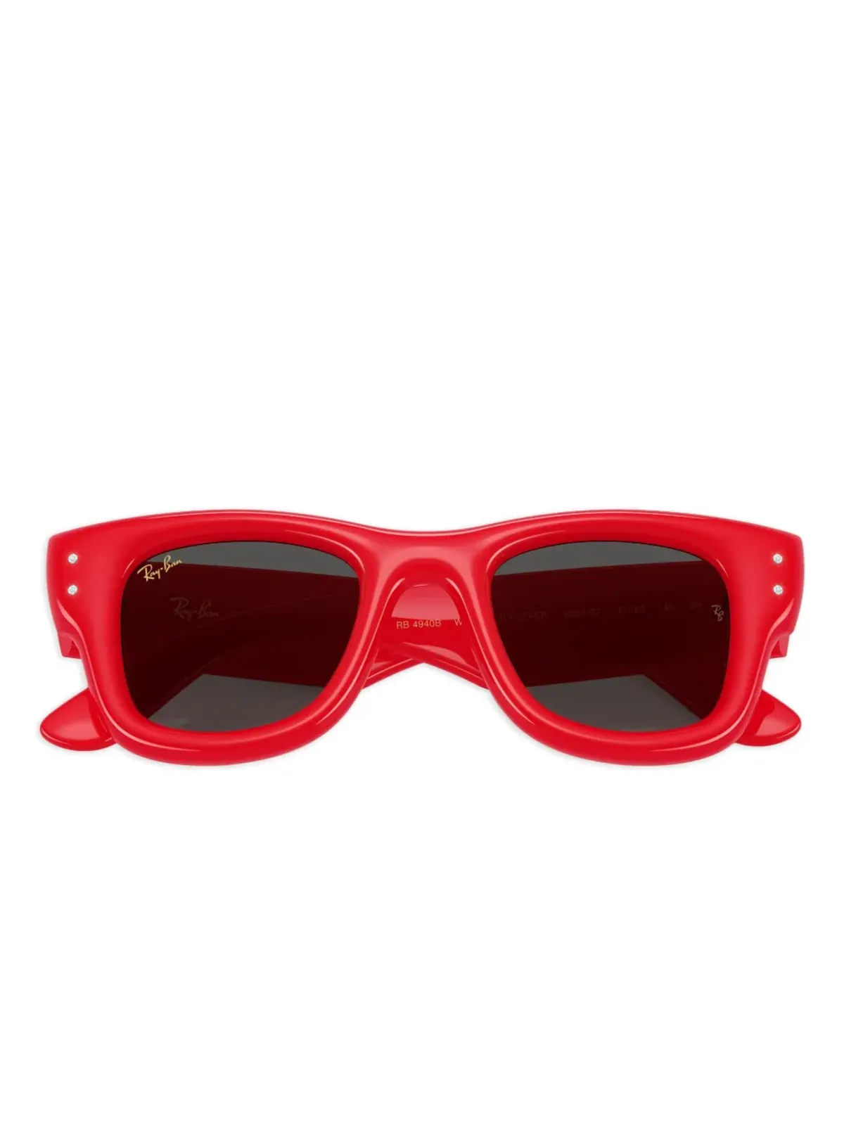 Ray-Ban クリスタル装飾スクエアサングラス レッド - 画像5