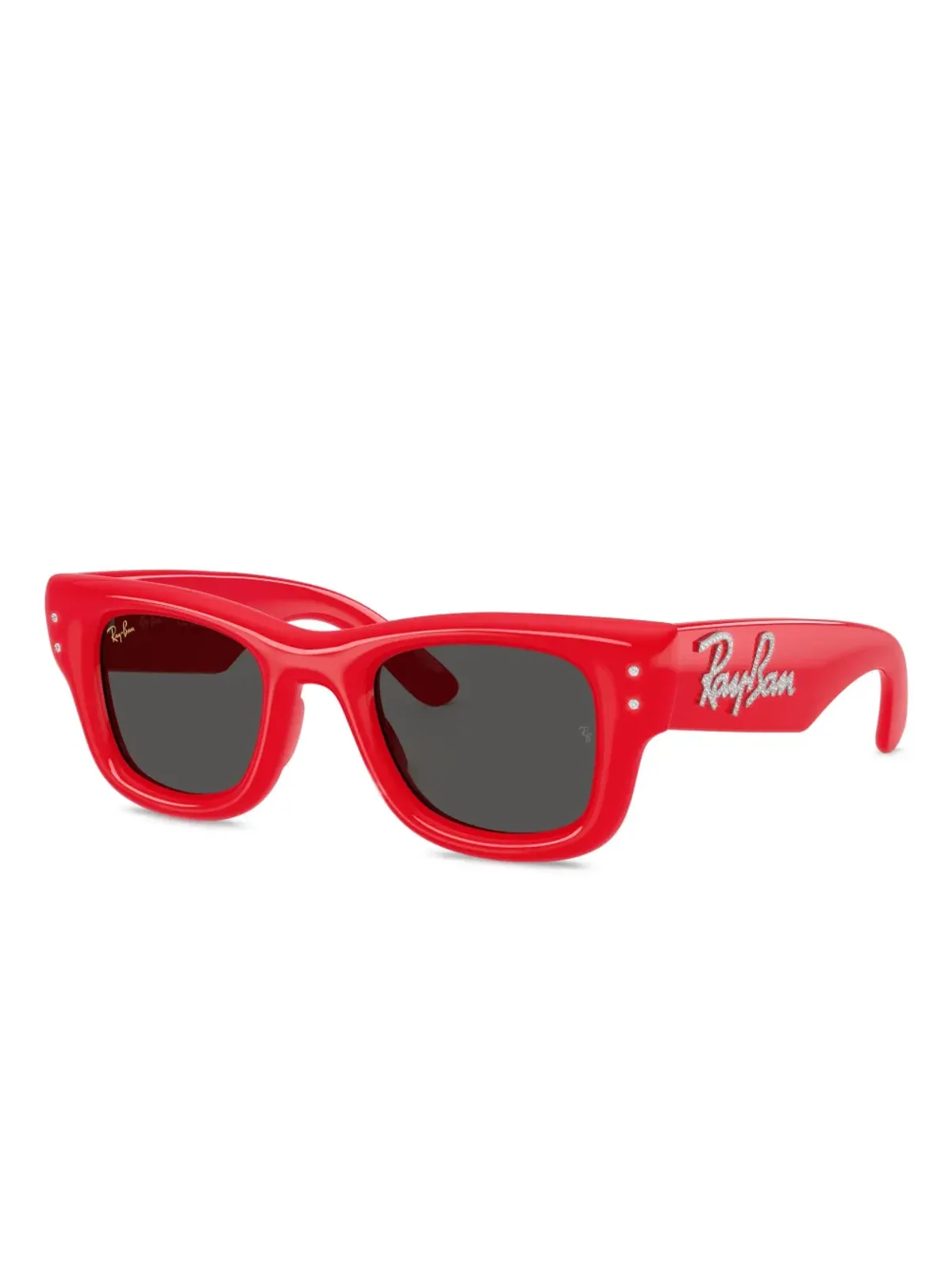 Ray-Ban クリスタル装飾スクエアサングラス レッド - 画像2