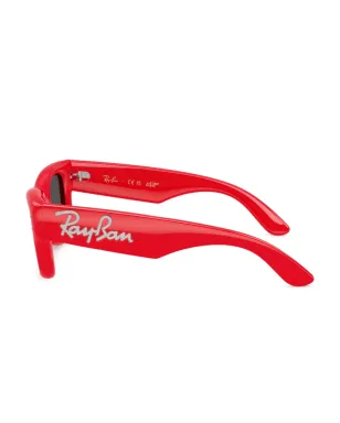 Ray-Ban クリスタル装飾スクエアサングラス レッド - サムネイル3