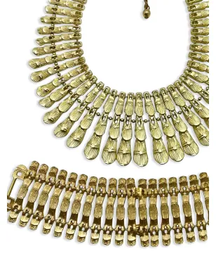 Jennifer Gibson Jewellery 1960年代 Cleopatra ゴールドプレート ネックレスとブレスレット セット - サムネイル3