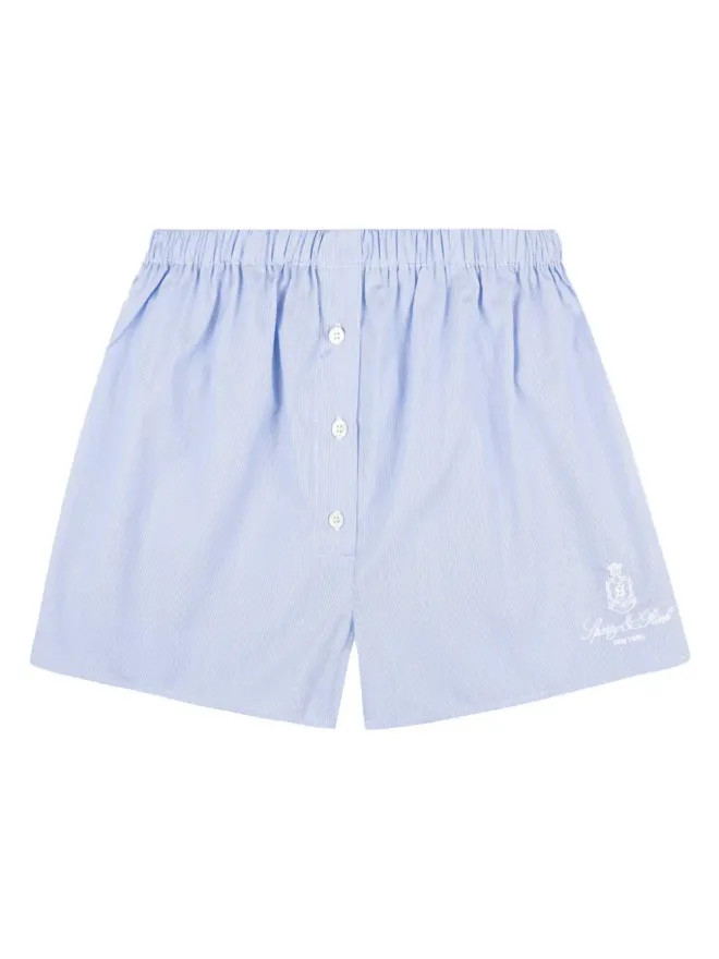 Sporty & Rich Sporty & Rich ストライプ柄ボタンフライショーツ - Blueの商品画像