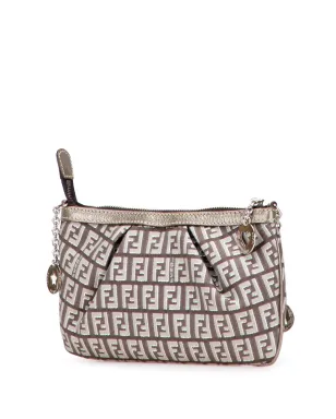 Fendi ビンテージ Zucchino キャンバス チェーン ポシェット ショルダーバッグ - ブラウン - サムネイル3